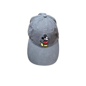 Disney Mickey Mouse Gray Adjustable Baseball Cap 100% Cotton Unisex One Size